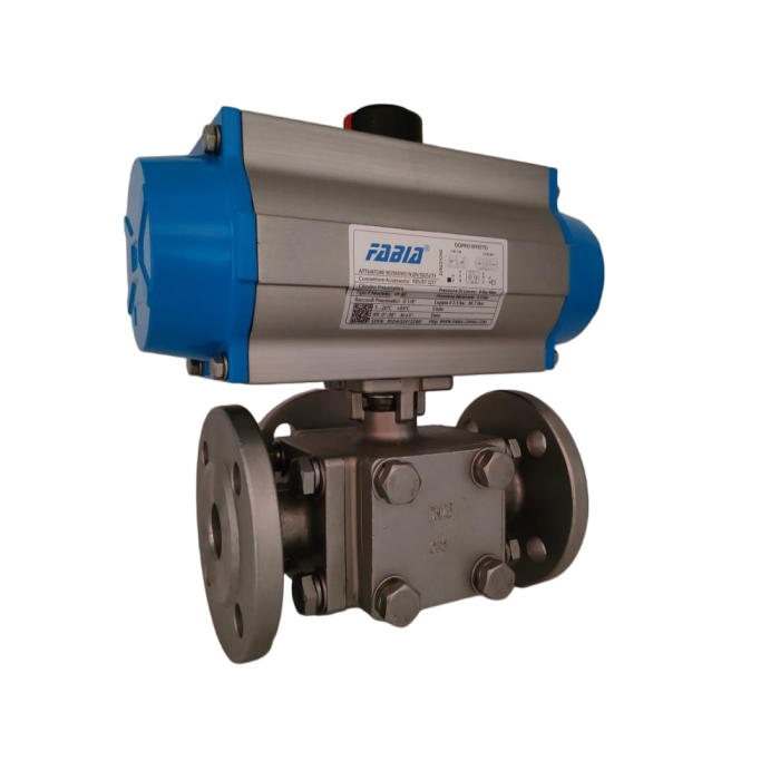 Van bi mặt bích ba chip khí nén