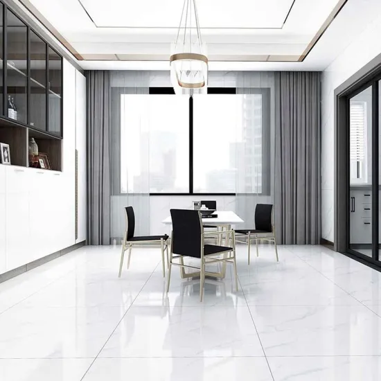 800x800mm White Glossy Marble Slab Porcelain Floor Tiles with Anti-Slip Finish for Living Room Decor
