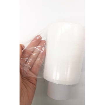 White translucent stretch wrap film roll.