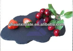 Flower shape nature black stone plate