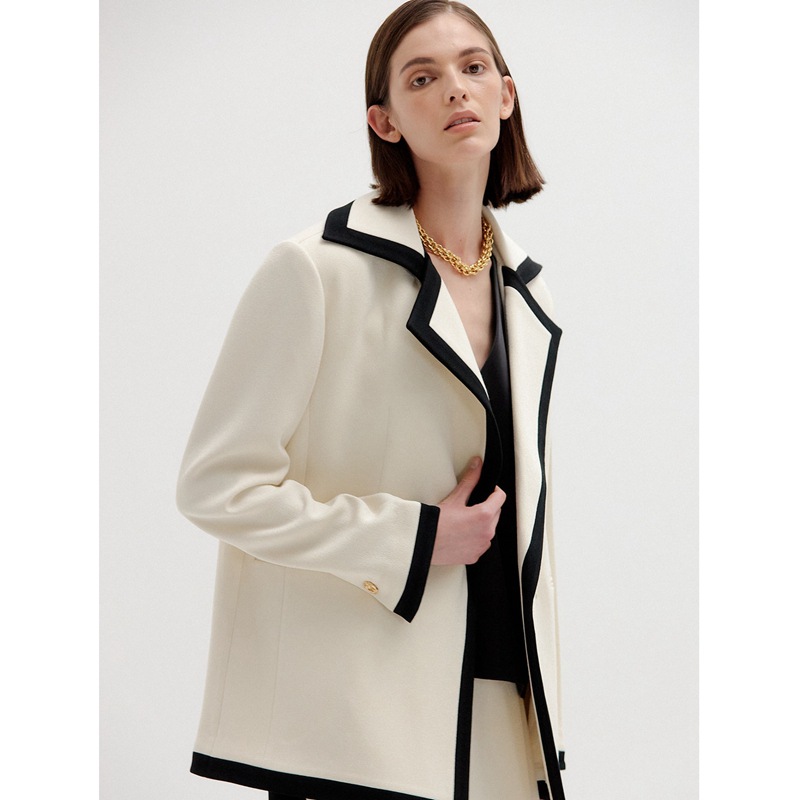 Minimalism Collision Color Blazer For Women