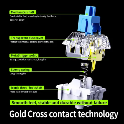 87-Key Transparent Keycap Wired Backlit Mechanical Keyboard for Esports and Office