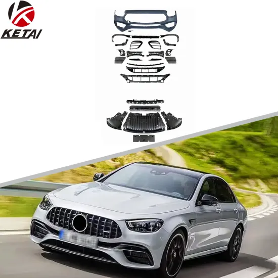 2021 E63 Style Car Body Kit Front Bumper Lip Spoiler Diffuser For BENZ W213