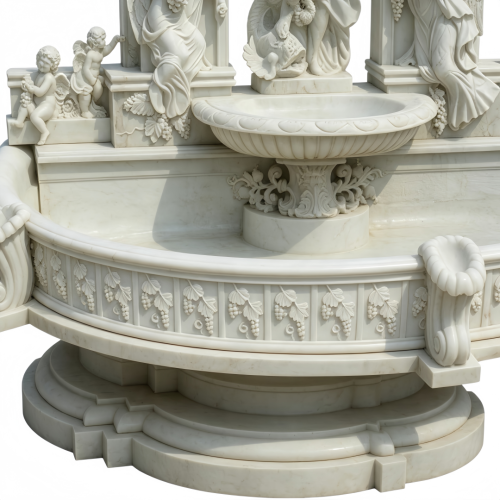 Fuente romana clásica de mármol blanco