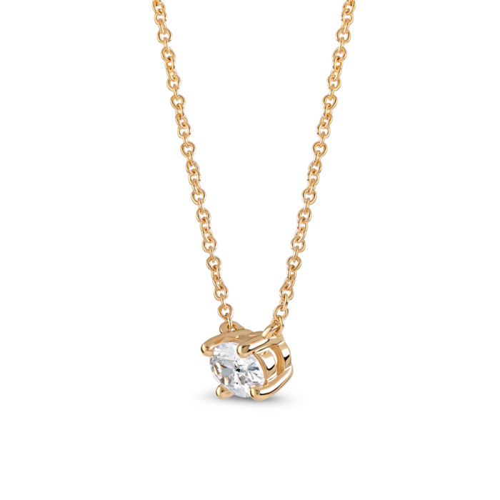 Colier oval cu diamante cultivate în laborator din aur de 18K