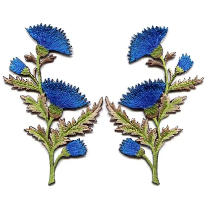 Lavender Carnation Flowers Embroidered Appliques Patches