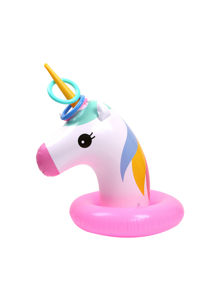 Pool Play Game Set Inflatable Unicorn Ring Toss