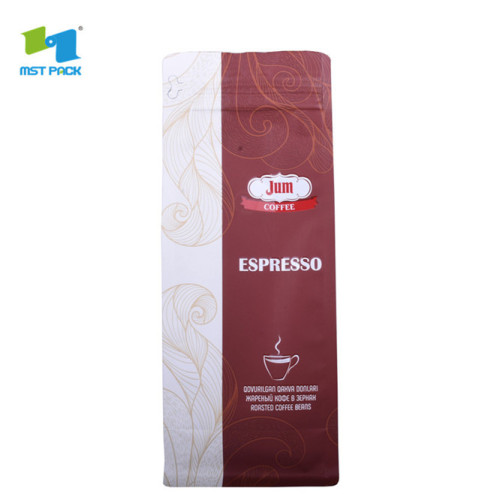 sacs à café en plastique ziplock à fond plat blanc mat personnalisé