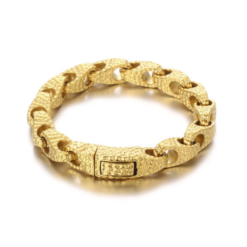 KALEN Men Retro Stainless Steel Pitted Surface Links Bracelet 225mm