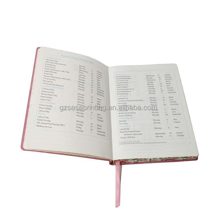 A4 A5 Hardcover Diary Custom Logo Journal Book Printing Leather Agenda Monthly Weekly Planner Notebook Gratitude Journal