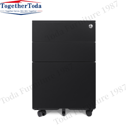 Three drawer roller movable steel metal file cabinet