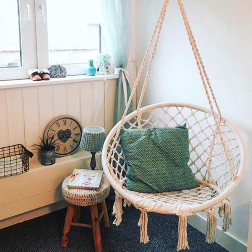 Garden Chair Swinging Indoor Outdoor Furniture Hammock Hanging Rope Chair Swing Chair Seat With 2 Pillows Hammock Camping