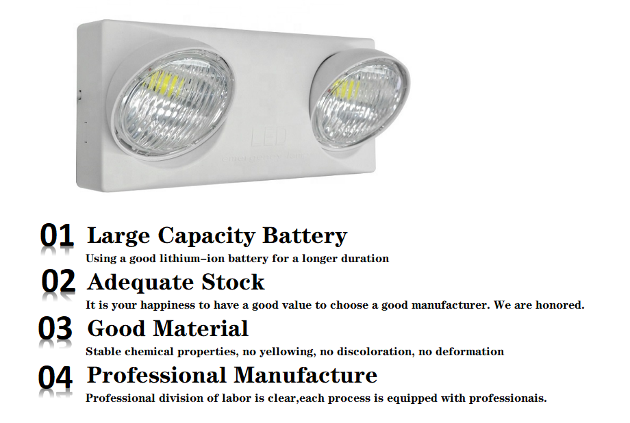 Reîncărcați rapid IP30 LED cu lumină de urgență pentru gemeni