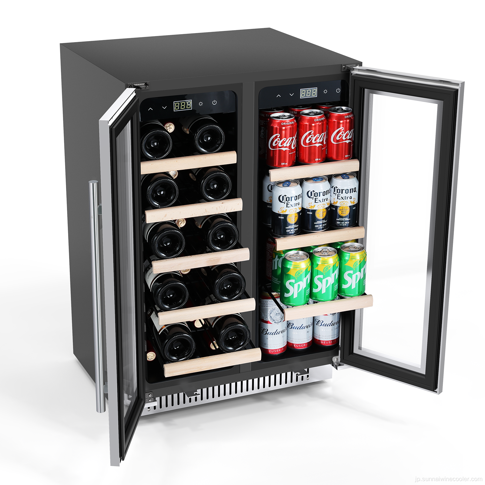ワインと飲み物のクーラーコンプレッサーガラスドア冷蔵庫