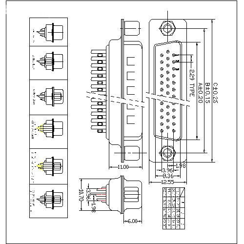 HDD01-MXXXXX D-SUB Male Three Row Solder Type(stamped Pin) 