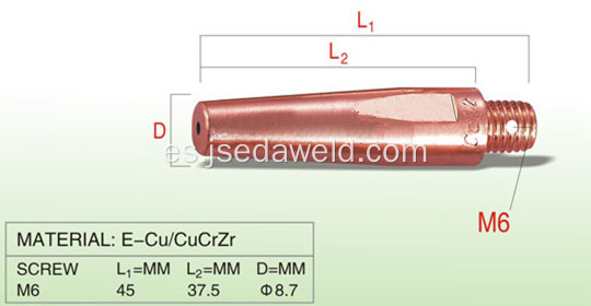 Punta de contacto M6 de 4 mm Antorcha de soldadura MIG / MAG