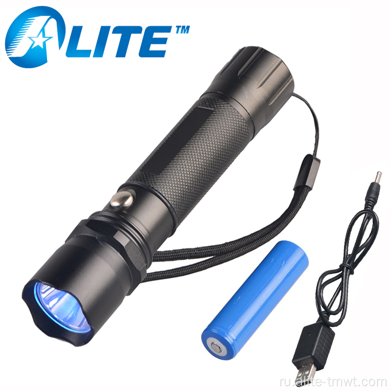 365 нм 395 нм Light Ultraviolet USB Перезаряжаемый ультрафиолетовый фонарик