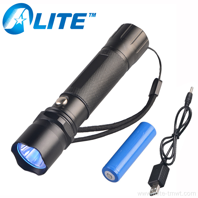 365nM 395nM Light Ultraviolet USB Rechargeable UV Flashlight