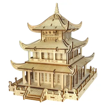High Quality Wooden Yellow Crane Tower Building Blocks - Spectacular Architecture Toy for Kids' Hands Training