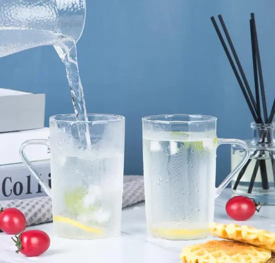 450ml clear juice drinking cup glass with handle