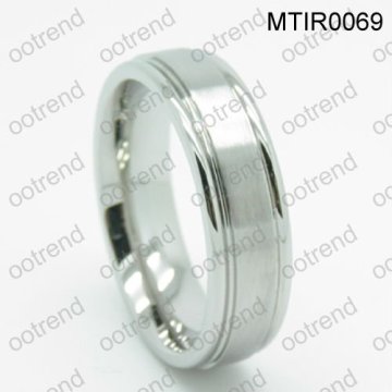 Titanium 8mm Matte Center Double Grooved Wedding Band Ring