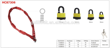 Travel pad lock with key ,Steel chain lock,bike lock