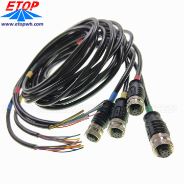 gekleurde waterdichte outdoor M12 connector kabel
