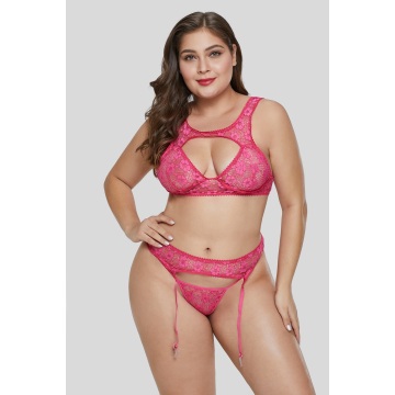 Aangepaste plus size kanten bh set lingerie