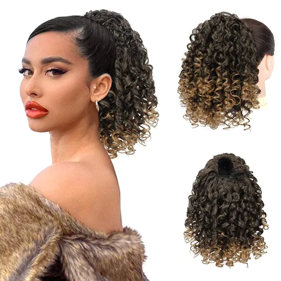 Kinky Curly Wave Drawstring Ponytail Remy Human Hair  Magic Paste Pony Tail Extensions Kinky Straight Wrap Around Ponytail