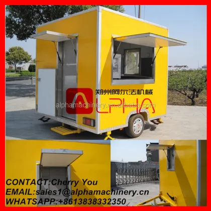 Mobile Pizza Food Cart with Refrigerator for Sale