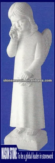 Upright indoor weeping girl angel statue