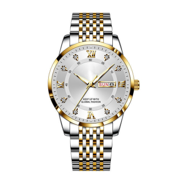 Hot Sell Silver Men's Quartz Watch with Stainless Steel Band, Dial, and Waterproof Features