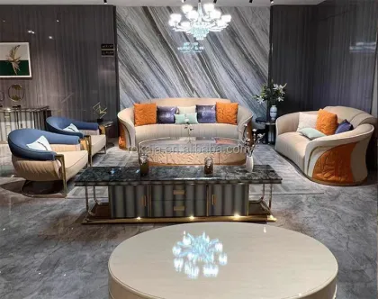 Gold Stainless Steel Italian Designer Velvet Sofa for Large Villa Mansion