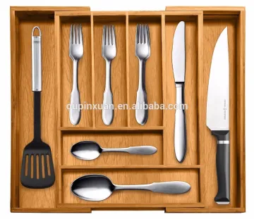 100% Bamboo Expandable Utensil, Cutlery Utility Drawer Organizer for Kitchen, Bathroom, Office and Cosmetics