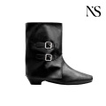 Botas negras retro vanguardistas para mujer