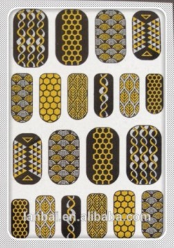 2015 New hot sale fashion eco friendly honeycomb gold sliver Metallic glitter nail foils sticker