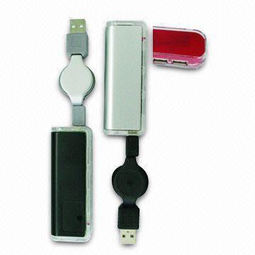 Retractable 4 Ports USB HUB, Supports Both Full- and Low-speed