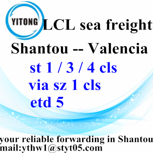 Logística de carga de mar de Shanatou a Valencia