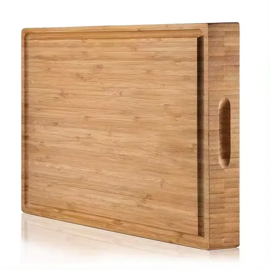Bamboo Kitchen Cutting Board: A Premium Wood Charcuterie, Cheese Board with Side Handles & Juice Grooves