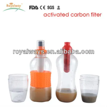 18oz PET water bottle with carbon filter and silicone band