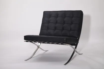 Leather Barcelona chair and stool replica YADEA