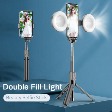 Wireless Bluetooth Selfie Stick Flash Ring Light Extendable Handheld Monopod Tripod For iPhone Huawei Samsung Multifunction