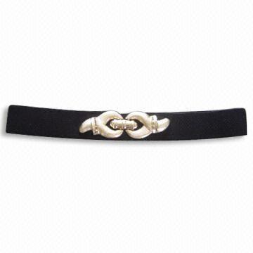 Ladies Elastic Belt with Gold Buckle on Strap, Available in Various Colors