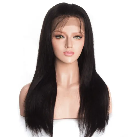 100% Human Hair Virgin Brazilian Cuticle Aligned Hair Silk Straight  Natural Color Pre Plucked 360 Lace Frontal wigs