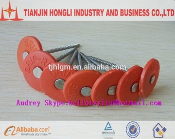 various sizes Electro Galvanized ring shank red color plastic head nails