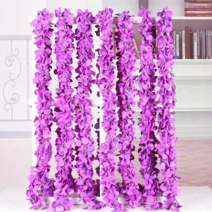 Violet Wisteria Orchid Fake Rattan Wedding Decorations