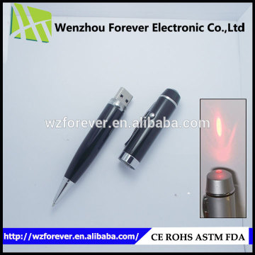 2016 High Quality Brass 3 in 1 USB Flash Pen Drive With Red Laser Pointer Pen
