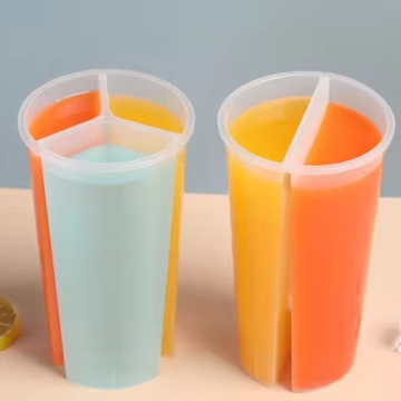 New Plastic Clear 3 Flavor Boba Cups for Iced Tea Drinks