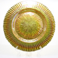 Flower Shaped Gold Glass Charger Plate Wedding Decorative