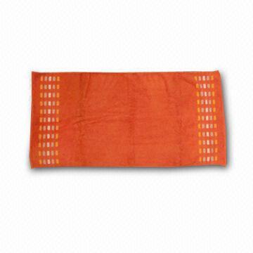 Bamboo Towel, Made of 100% Bamboo Fiber, Double Jacquard Border with Yarn Dye